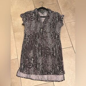 ❤️ Rock & Republic Black Silver White Snake-Print Cap Sleeve Tunic Dress Size XS